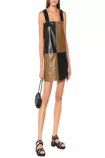 women's black lambskin leather dress form fitting bodycon style premium