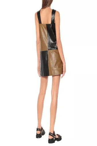 women's black lambskin leather dress form fitting bodycon style premium