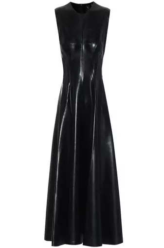 women's lambskin leather dress sleeveless cut refined