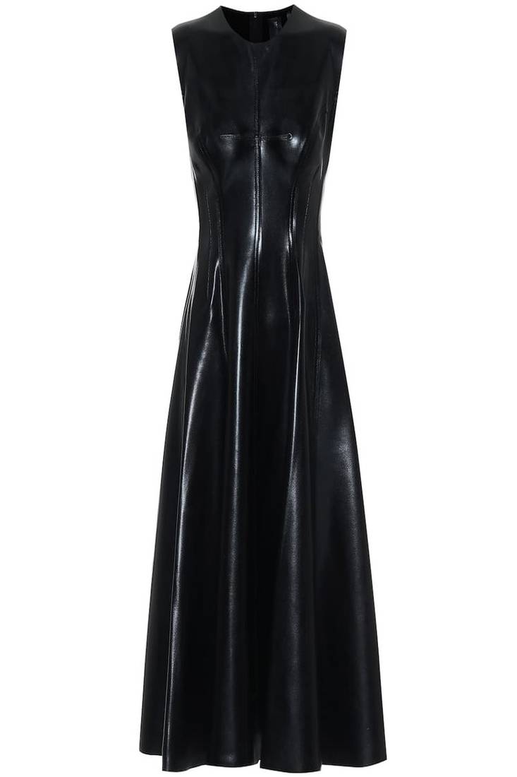 women's lambskin leather dress sleeveless cut refined