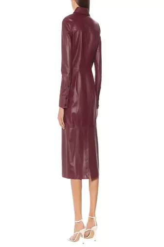 women's lambskin leather dress long sleeve design distinctive