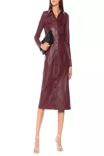 women's lambskin leather dress long sleeve design distinctive