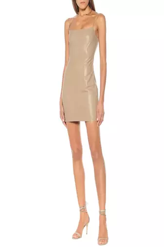 women's genuine lambskin leather dress form fitting bodycon style versatile