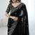 Black Color embroidery sequence work chiffon Saree