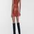 women’s genuine lambskin leather dress brown leather midi dress sleeve dress