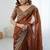 Brown Color embroidery sequence work chiffon Saree