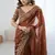 Brown Color embroidery sequence work chiffon Saree