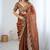 Brown Color embroidery sequence work chiffon Saree
