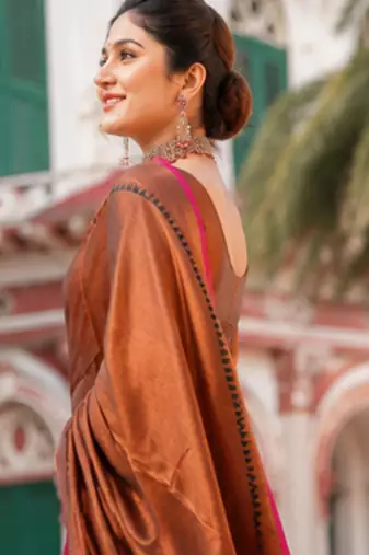  copper handloom cotton tissue saree
