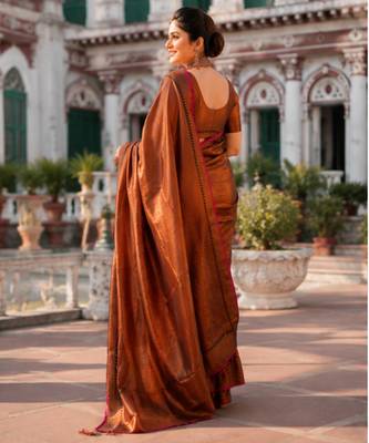  copper handloom cotton tissue saree 5