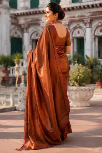  copper handloom cotton tissue saree