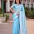  aqua blue handloom cotton tissue saree