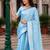  aqua blue handloom cotton tissue saree