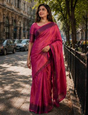  pink handloom cotton tissue saree 1
