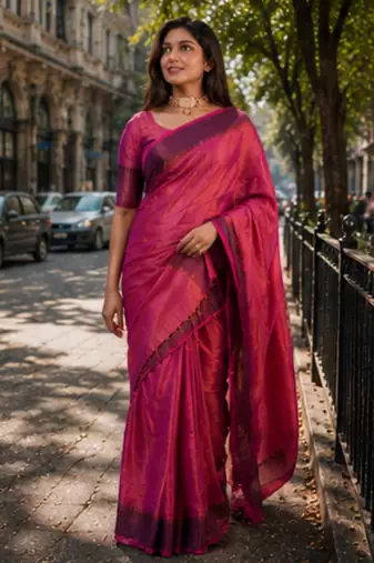 pink handloom cotton tissue saree