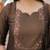 Chocolate brown embroidered  vertical cotton straight kurti pant dupatta set