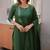 Green embroidered  vertical cotton straight kurti pant dupatta set