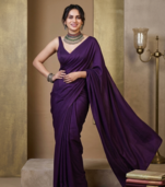 Designer Solid Fandy Satin Saree With Unstitched  Blouse piece