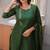 Green embroidered  vertical cotton straight kurti pant dupatta set