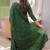 Green embroidered  vertical cotton straight kurti pant dupatta set