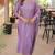 Lavendar embroidered  vertical cotton straight kurti pant dupatta set