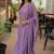 Lavendar embroidered  vertical cotton straight kurti pant dupatta set