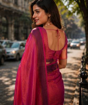  pink handloom cotton tissue saree 2