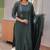 Cobalt embroidered  vertical cotton straight kurti pant dupatta set