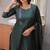 Cobalt embroidered  vertical cotton straight kurti pant dupatta set
