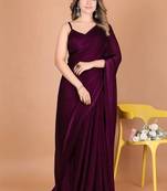 Designer Solid Fandy Satin Saree With Unstitched  Blouse piece