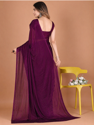 Designer Solid Fandy Satin Saree With Unstitched  Blouse piece 4