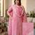 Pink jaquard pure cotton straight kurti pant dupatta set