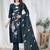 Morpich embroidered  vertical cotton straight kurti pant dupatta set
