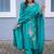 Sky blue embroidered vertical cotton straight kurti pant dupatta set