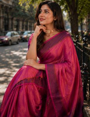  pink handloom cotton tissue saree 5