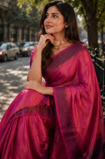  pink handloom cotton tissue saree