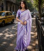  lavender handloom cotton tissue saree