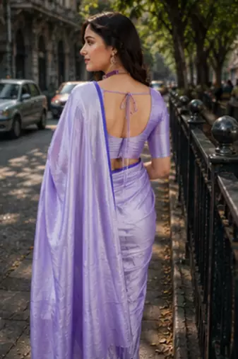  lavender handloom cotton tissue saree