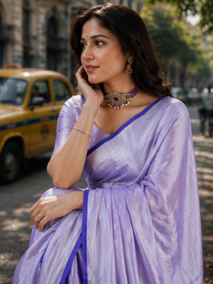  lavender handloom cotton tissue saree 3