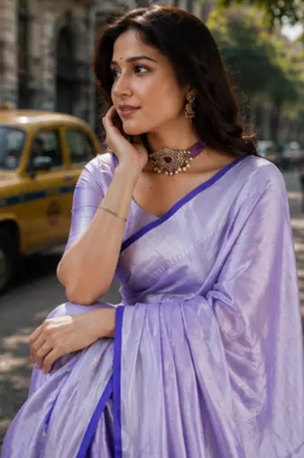  lavender handloom cotton tissue saree