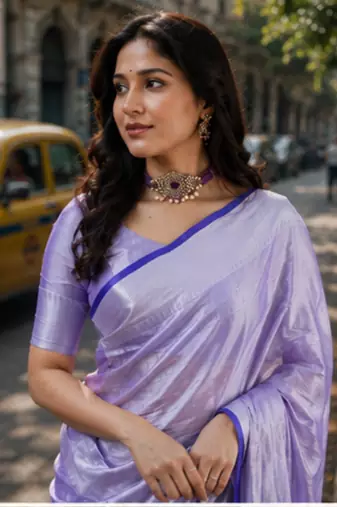  lavender handloom cotton tissue saree