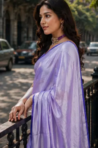  lavender handloom cotton tissue saree