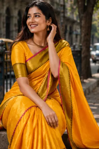  yellow handloom cotton tissue saree