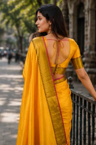  yellow handloom cotton tissue saree