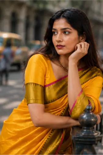  yellow handloom cotton tissue saree