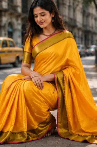  yellow handloom cotton tissue saree