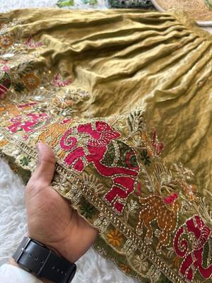 Space silk elephant mission embroidered work kids lehenga choli set 3