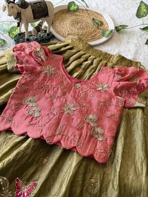Space silk elephant mission embroidered work kids lehenga choli set 4