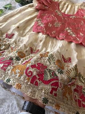 Space silk elephant mission embroidered work kids lehenga choli set 4