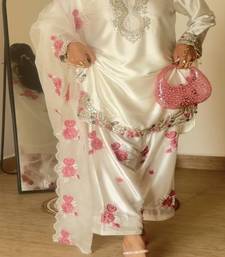 Off white embroidery  japan satin full stitched farshi salwar